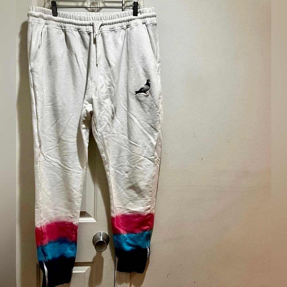 Staple Pigeon white plus size Joggers with Multicolor Design